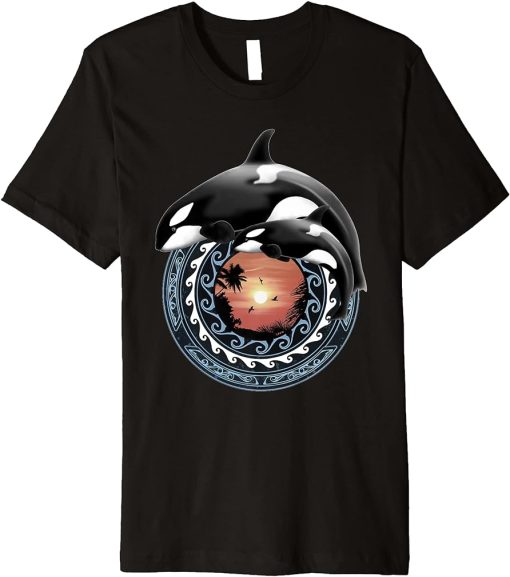 Cute Orca Whales Hawaiian Polynesian Orcas Premium T-Shirt