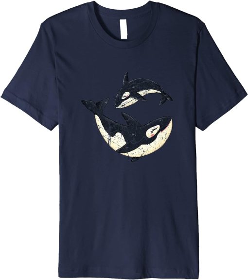 Happy Orcas Whale Sea Ocean Animal Cute Orca Lover Premium T-Shirt