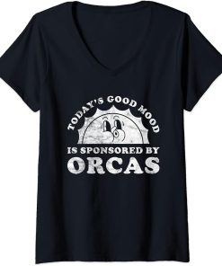 Womens Funny Cute Retro Vintage Orcas or Orca V-Neck T-Shirt