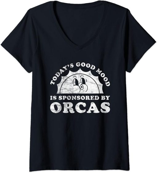 Womens Funny Cute Retro Vintage Orcas or Orca V-Neck T-Shirt