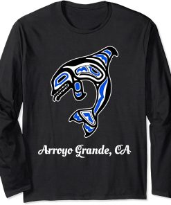 Blue Native American Arroyo Grande CA Orca Killer Whale Long Sleeve T-Shirt