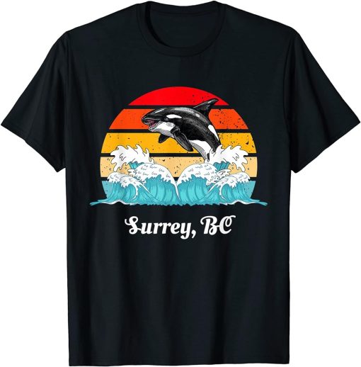 Vintage Surrey BC Distressed Orca Killer Whale Art T-Shirt